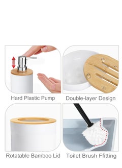 Generic Bamboo Bathroom Accessory Set Includes Soap Dispenser, Toothbrush Holder, Toothbrush Cup, Soap Dish for Decorative Countertop  - Image 5