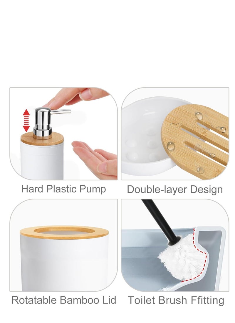 Generic Bamboo Bathroom Accessory Set Includes Soap Dispenser, Toothbrush Holder, Toothbrush Cup, Soap Dish for Decorative Countertop  - Image 5