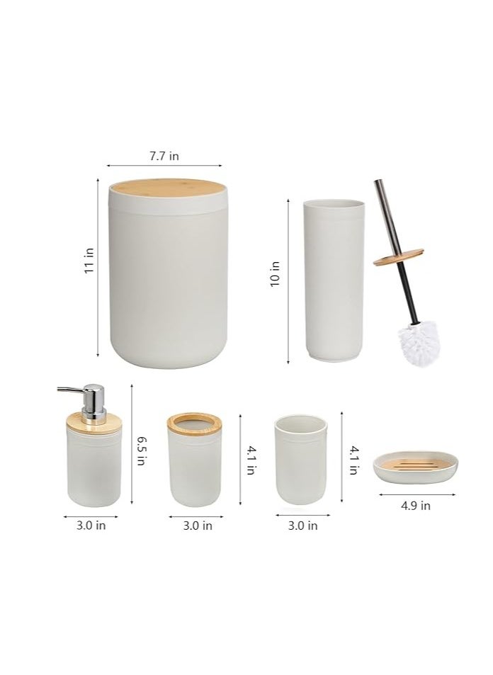 Generic - Bamboo Bathroom Accessory Set Includes Soap Dispenser, Toothbrush Holder, Toothbrush Cup, Soap Dish for Decorative Countertop - Image 1