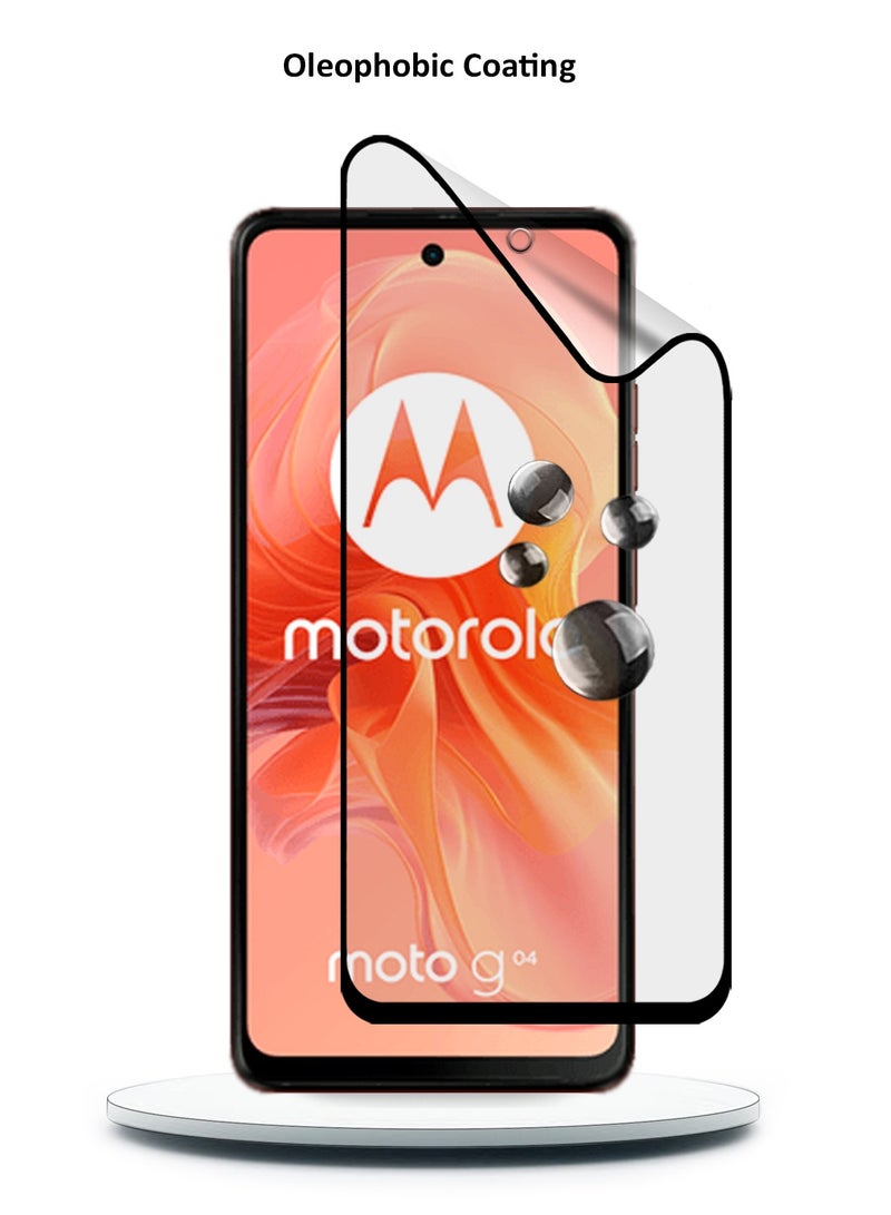 Wtech Motorola Moto G04 / G04s / G24 / G24 Power 4G 2024 Nano Ceramic Full Glue Full Cover Matte Flexible Screen Protector (MSCNMN) - Clear/Black - Image 4