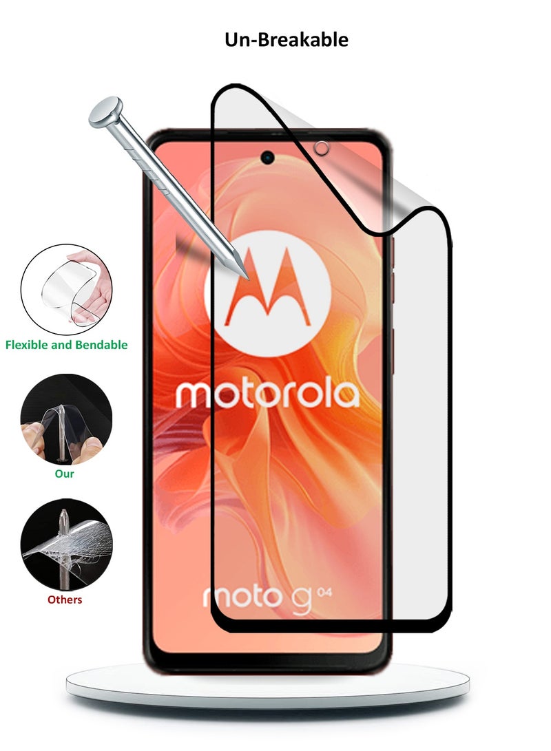 Wtech Motorola Moto G04 / G04s / G24 / G24 Power 4G 2024 Nano Ceramic Full Glue Full Cover Matte Flexible Screen Protector (MSCNMN) - Clear/Black - Image 3