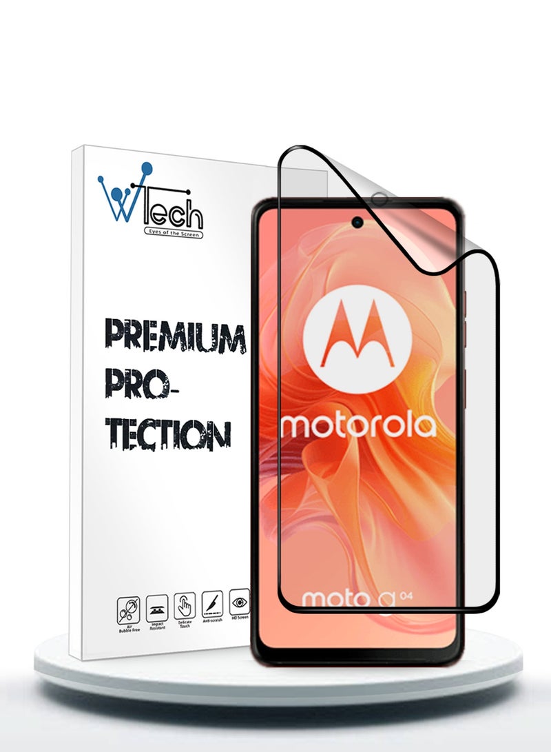 Wtech Motorola Moto G04 / G04s / G24 / G24 Power 4G 2024 Nano Ceramic Full Glue Full Cover Matte Flexible Screen Protector (MSCNMN) - Clear/Black - Image 1