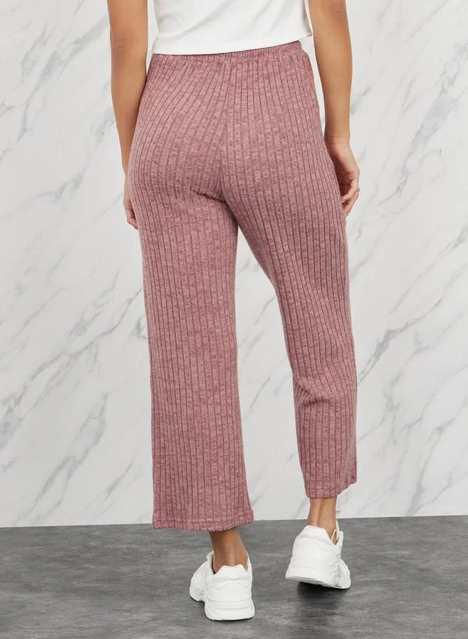 Take Two Ribbed Crop Relaxed Fit Pant with Drawcord Waistband