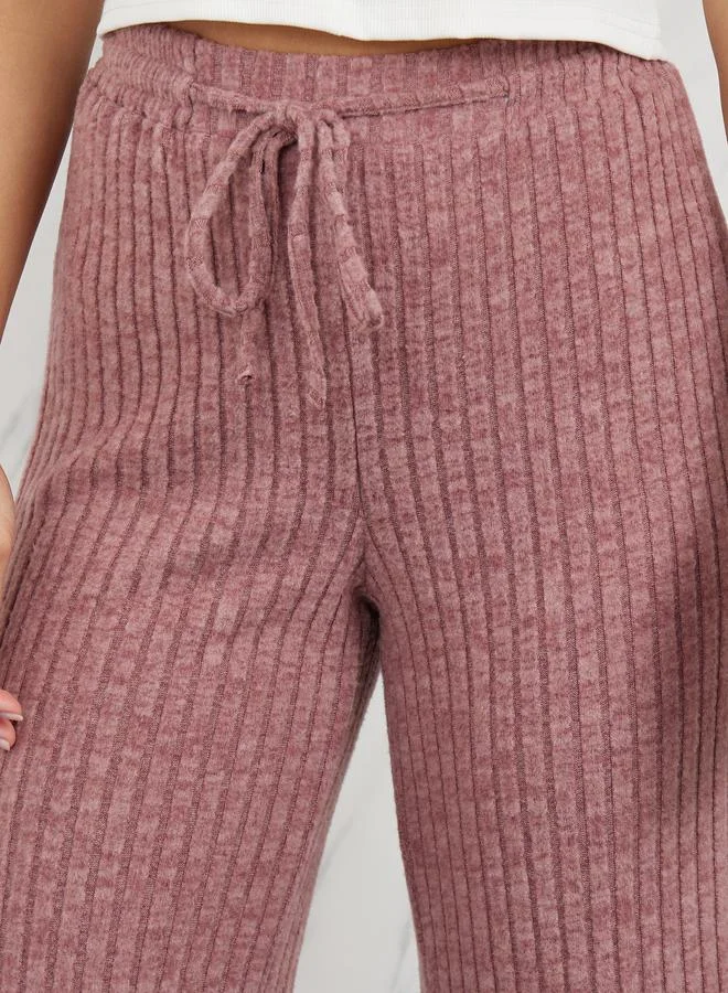 Take Two Ribbed Crop Relaxed Fit Pant with Drawcord Waistband