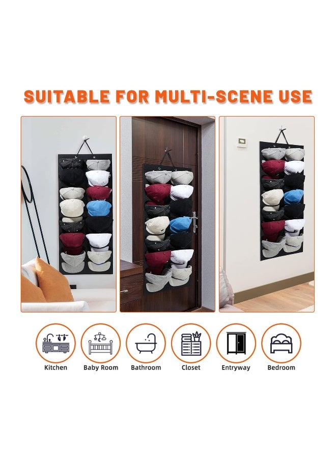 1 Pack Hat Racks for Baseball Caps, 14 Deep Pockets Double Row Foldable Felt Fabric, Over The Door Hat Organizer for Baseball Caps, Baseball Hat Rack for Wall or Closet, Baseball Hat Organizer  - Image 4