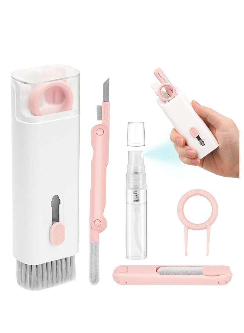 7 in 1 Airpod Pro Cleaner Kit with Spray,MMH Multi-Function Electronic Keyboard MacBook Laptop Screen Earbud Cleaner Kit Tool with Cleaning Pen Brush for iPod,Phone,Tablet,PC,Computer,Headphone Pink - Image 1