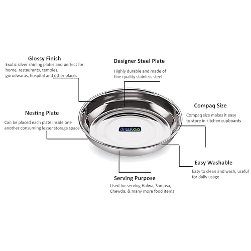 WIAA Dessert Plate, Stainless Steel Halwa Plate Mini Sweet Serving Dish | Heavy Gauge (180ml) (SET of 12) - Image 4