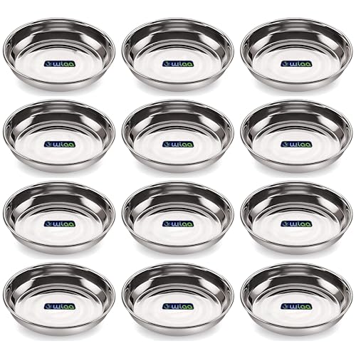WIAA Dessert Plate, Stainless Steel Halwa Plate Mini Sweet Serving Dish | Heavy Gauge (180ml) (SET of 12) - Image 1