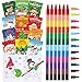Funrous 24 Pcs Bulk Christmas Coloring Books with 24 Stackable Crayons Set Christmas Mini Coloring Books for Xmas Holiday Stocking Stuffers Activity Gifts Party FavorsVivid - Image 4
