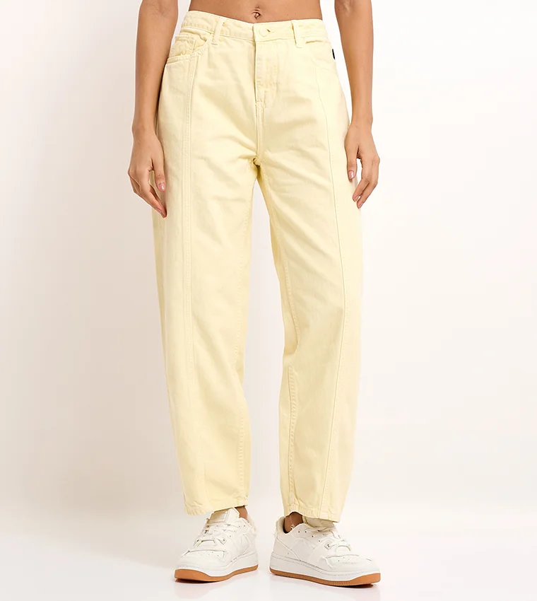 بيفرلي هيلز بولو كلوب Beverly Hills Polo Club Plain High-Rise Button with Zip Fly Women's Pants