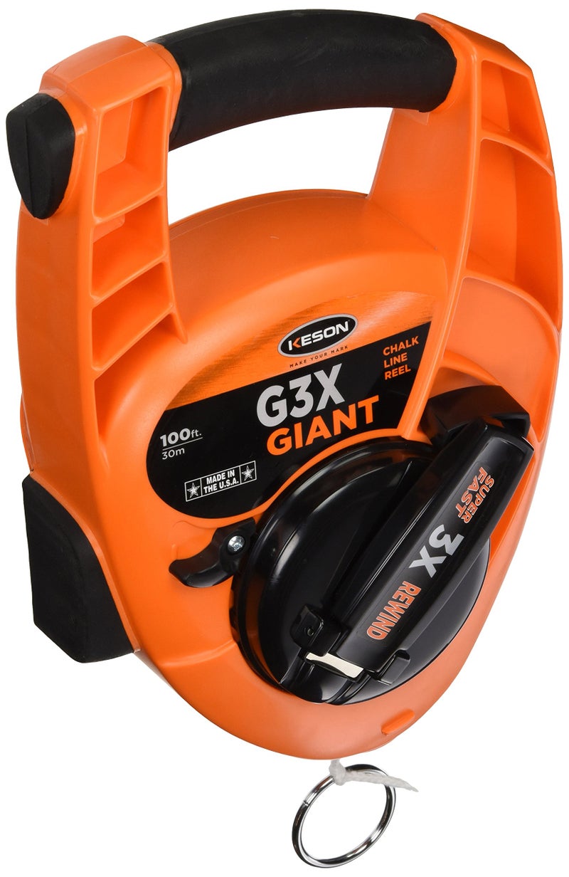 Keson G3X Giant Chalk Line Reel with High Speed Rewind 12Ounce Chalk Capacity 100Foot