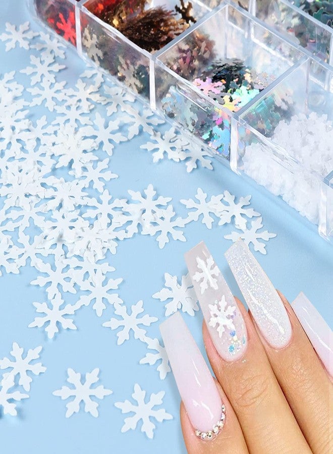 YKZFUI Christmas Nail Art Glitter Sequin,3D Snowflakes Nail Sequins Decoration, White Snowflake, Holographic Snowflake,Winter Christmas Nail Products, Professional Accessories for Women Xmas Party Snow Flake - Image 4