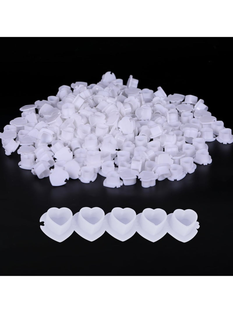 200 PCS Heart Shaped Ink Cups for Permanent Makeup, Disposable Plastic Caps with Base for Painting Supplies - Image 1