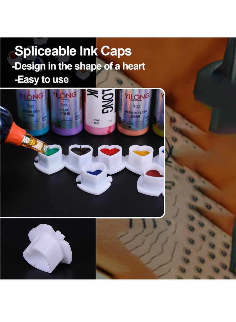 200 PCS Heart Shaped Ink Cups for Permanent Makeup, Disposable Plastic Caps with Base for Painting Supplies - Image 5