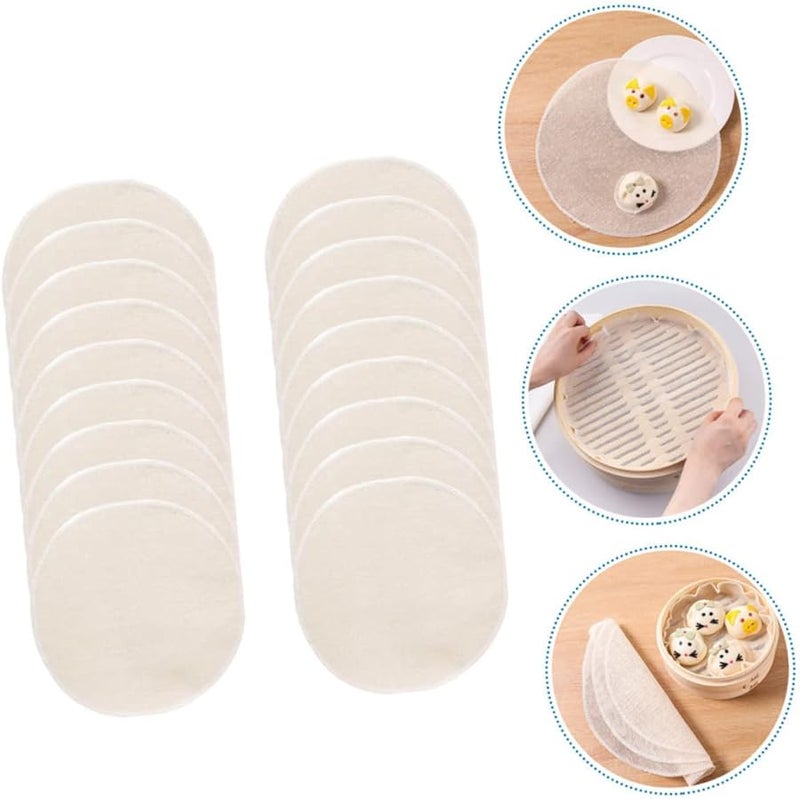 20 قطعة من بطانة البخار القطنية القابلة لإعادة الاستخدام، وسادات غير لاصقة للزلابية والخبز والكعك - Image 4