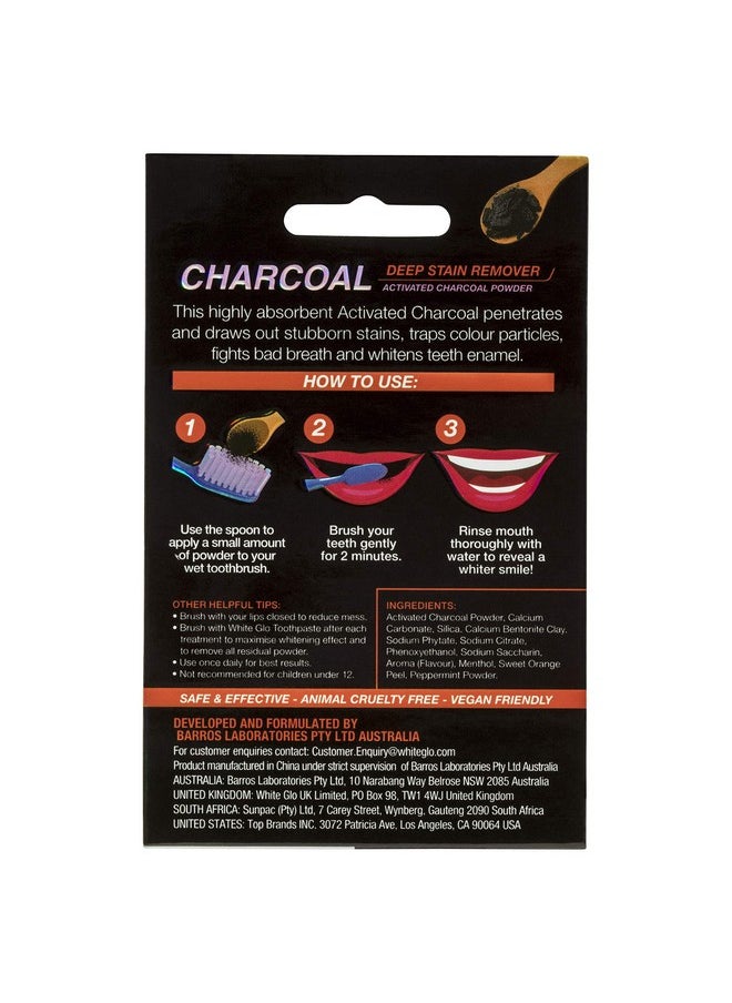 White Glo - White Glo Activated Charcoal Teeth Whitening Powder, Highly Absobent to Clean Deep Stains and Discolouration, Fresh Mint Flavour (Pack of 6) - Image 1
