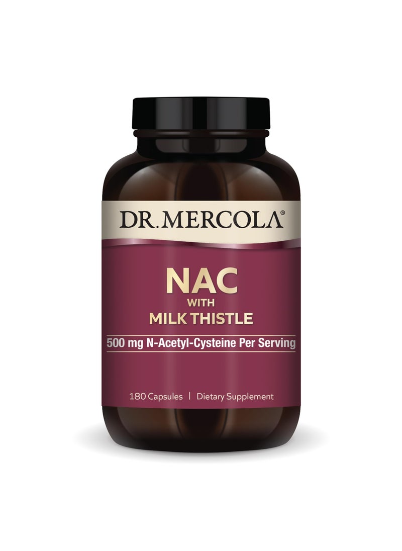 Dr. Mercola - NAC with Milk Thistle, 500 mg N-Acetyl-Cysteine Per Serving, Dietary Supplement, 180 Capsules - Image 1