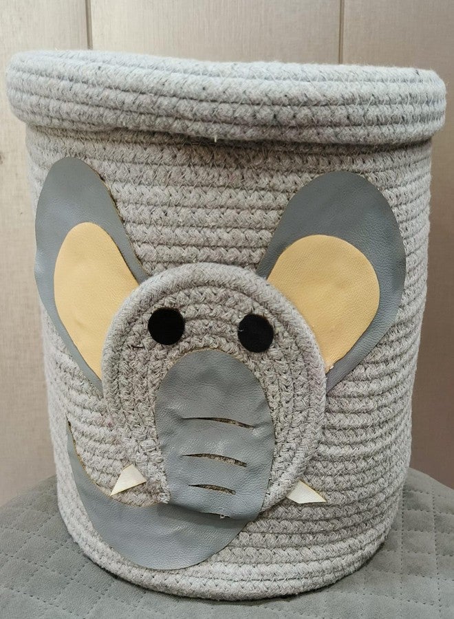 Jutepie Animal Storage Basket for Kids, Giraffe Rope Storage Basket for Baby Diaper, Stuffed Animal Storage Bin Rope Basket for Kids Toy, Baby Laundry Baskets (lion) (ELEPHENT) - Image 1