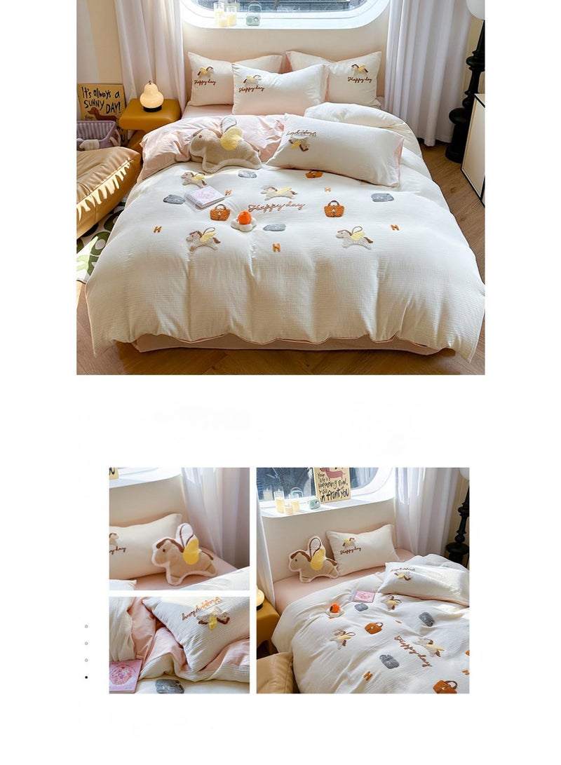4-Piece Cartoon Anime A-Class Pure Cotton Embroidery Comfortable Set Bed Sheet Set Children's Day Gift Birthday Gift  - Image 4