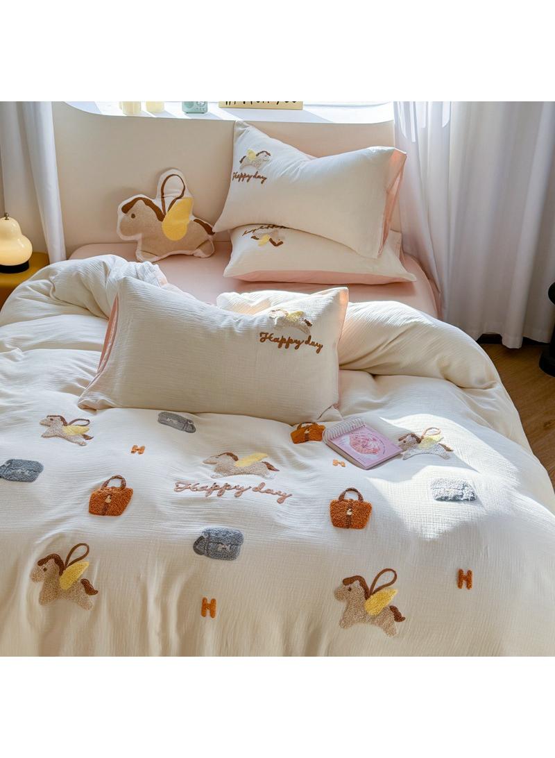 4-Piece Cartoon Anime A-Class Pure Cotton Embroidery Comfortable Set Bed Sheet Set Children's Day Gift Birthday Gift  - Image 1