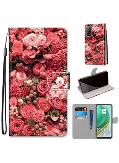 HuHa Case Cover For Xiaomi Mi 10T 5G / 10T Pro 5G / Redmi K30s Coloured Drawing Cross Texture Horizontal Flip PU Leather Case with Holder & Card Slots & Wallet & Lanyard Pink Rose Garden 