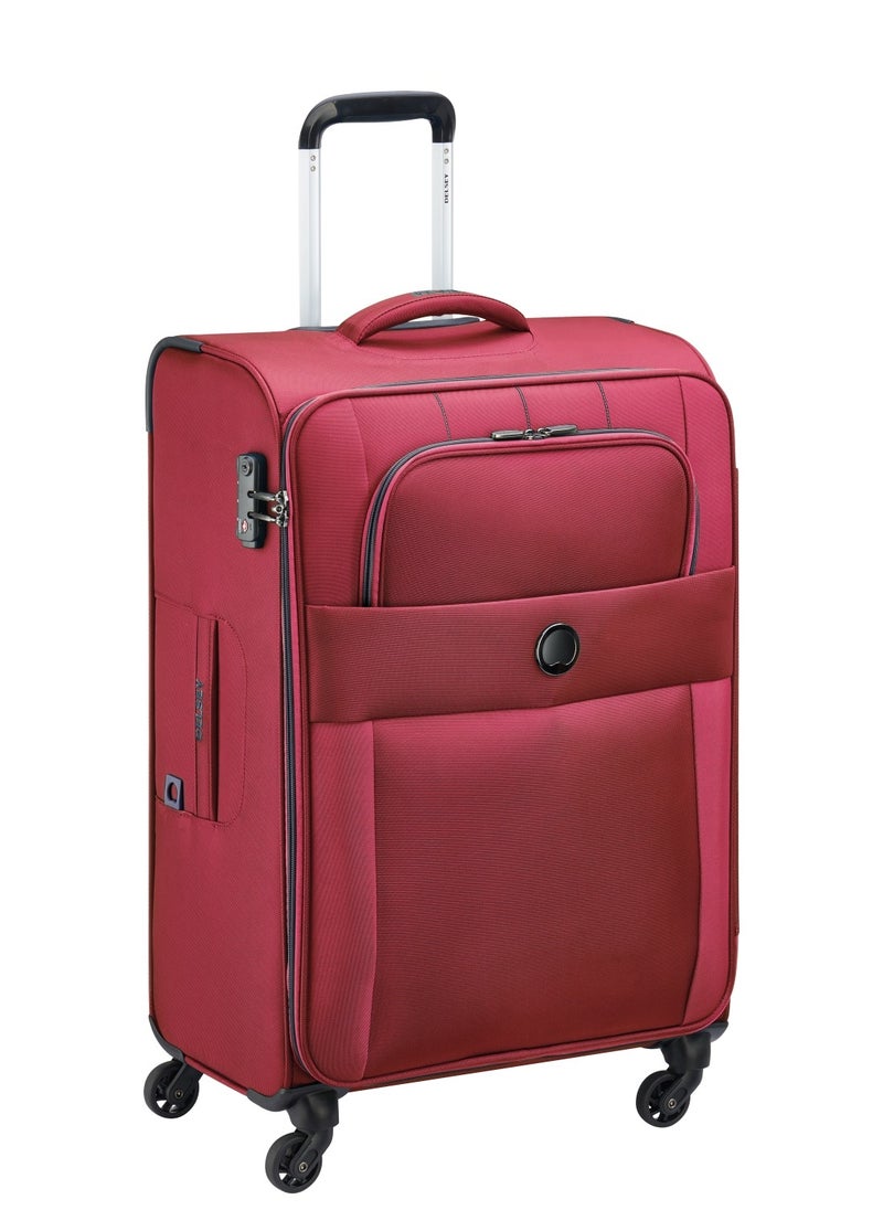 DELSEY Paris Cuzco 68cm Softcase 4 Wheel Check-In Luggage Trolley Case Red - 00390681104  - Image 1