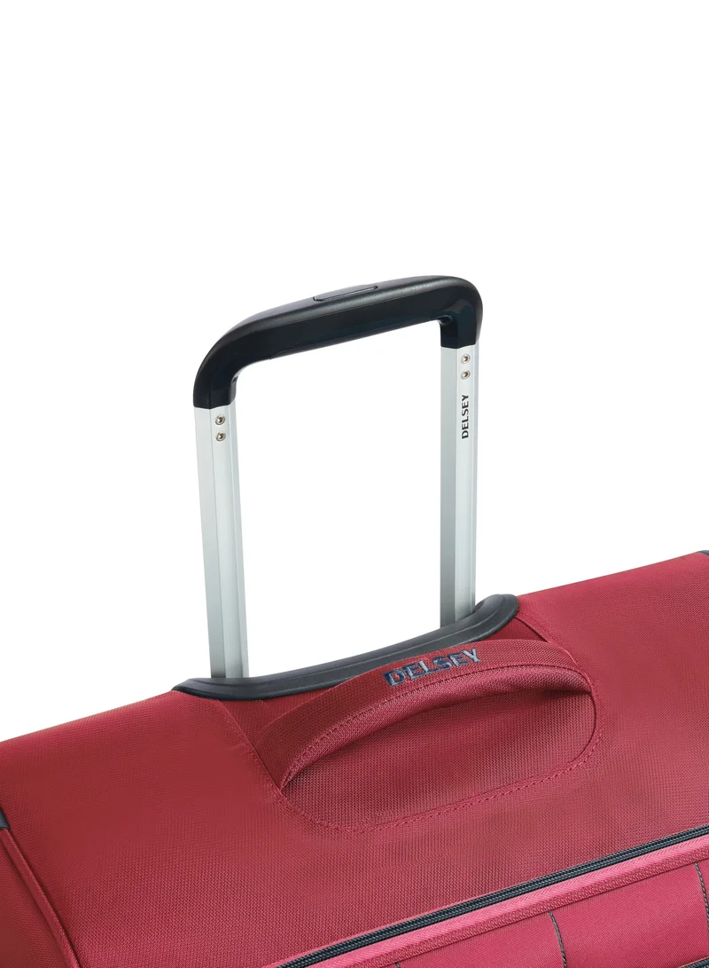 DELSEY Paris  Cuzco 68 Cm 4-Double Wheeled Softcase Check-In Luggage Trolley Case - Red  | Best Price UAE
