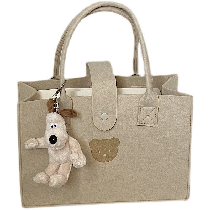 Felt Bear Tote Bag - Large Capacity Handbag - Image 2