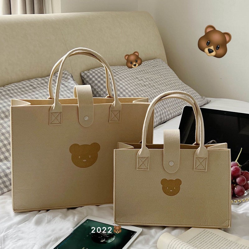 Felt Bear Tote Bag - Large Capacity Handbag - Image 3