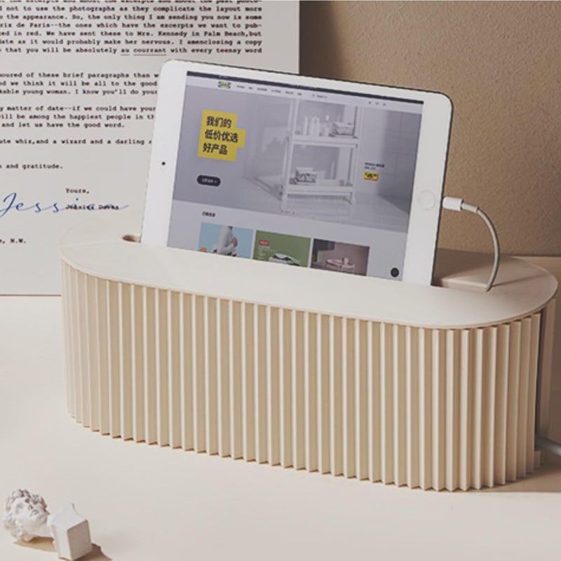 SAGREENY Stylish Cable Management Box, Cord Organizer Box to Hide Power Strips, Protector Cable Organizer Box for Home and Office, Cord Hider White Box with Wire Organizer - Image 5