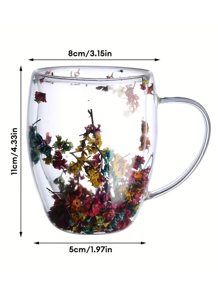 إيفرين كوب قهوة زجاجي مزدوج الطبقات، سعة 350 مل، كوب ماء شفاف للشاي والكابتشينو والإسبريسو واللاتيه، أكواب المشروبات الساخنة، هدية عيد ميلاد للنساء - Image 2