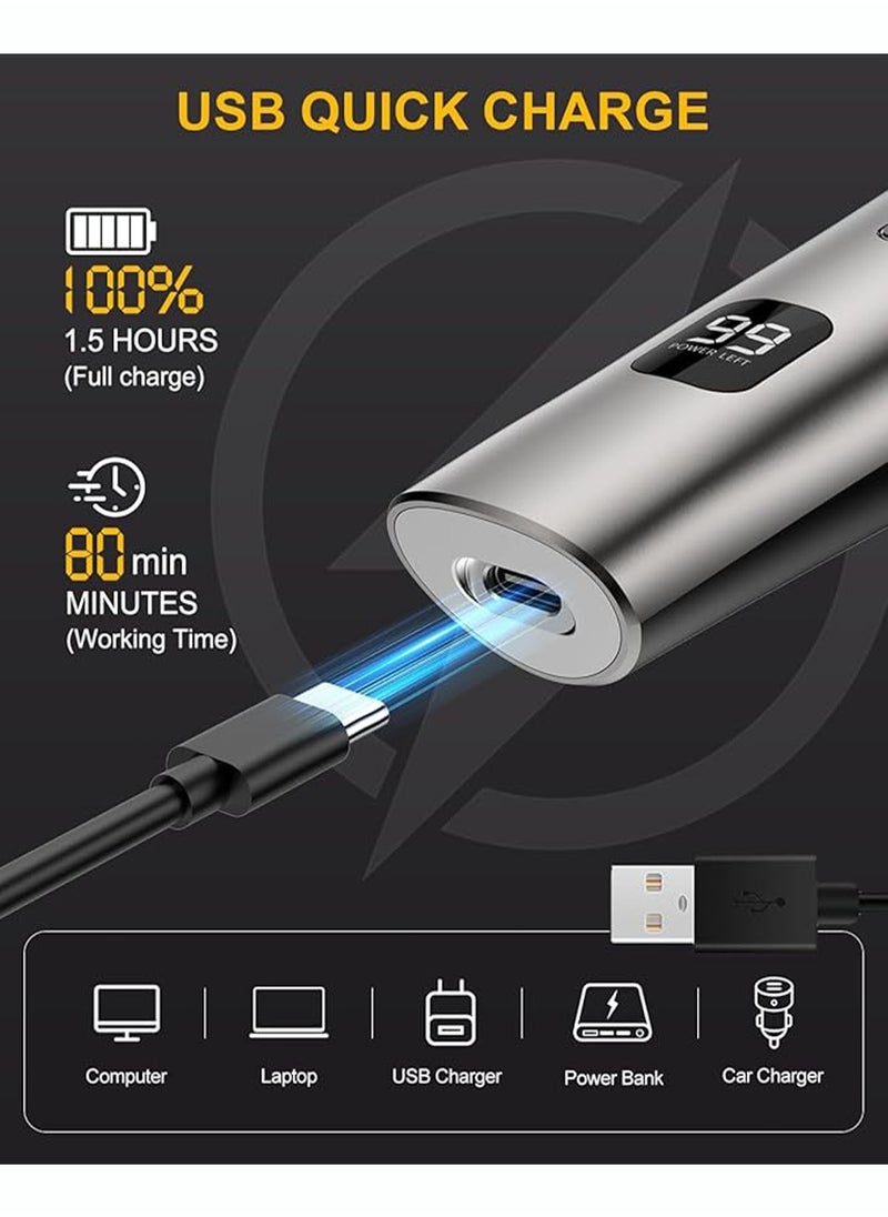 Luttec Waterproof Electric Clippers，11-in-1 Hair Clippers Beard Trimmer for Men,Type-C Nose Trimmer Metal Aluminum Hair Trimmer Body Trimmer Facial Trimmers  - Image 5