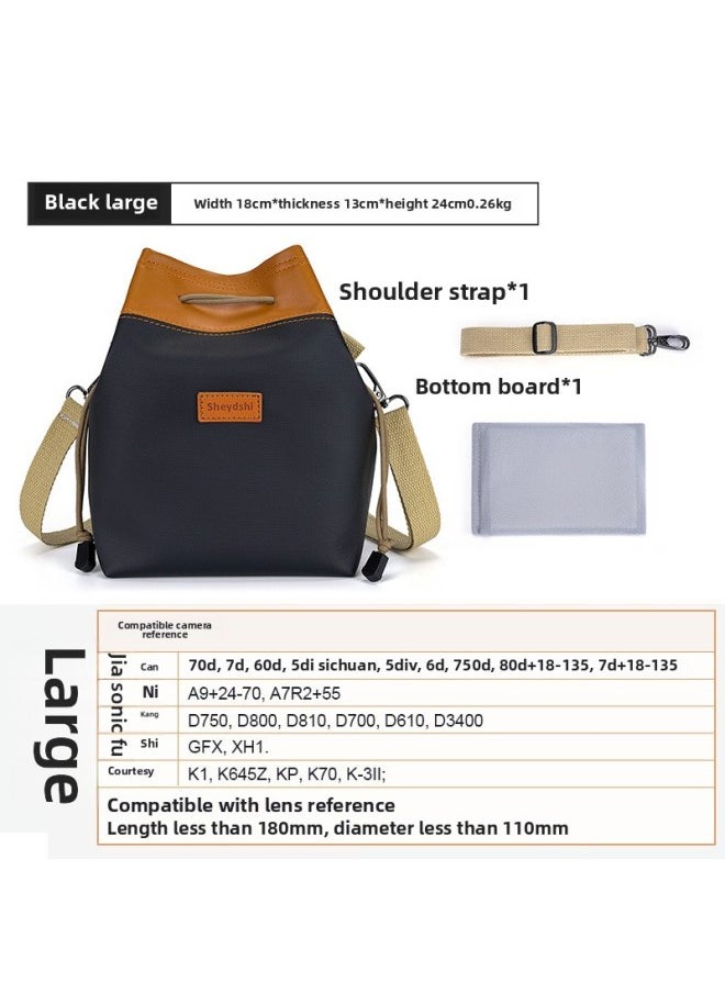 Generic Micro Single Camera Bag Inner Bag Single Shoulder Crossbody Portable Waterproof Lens Bag Storage Bag Photographic Camera Bag-Color:Black Large  - Image 1