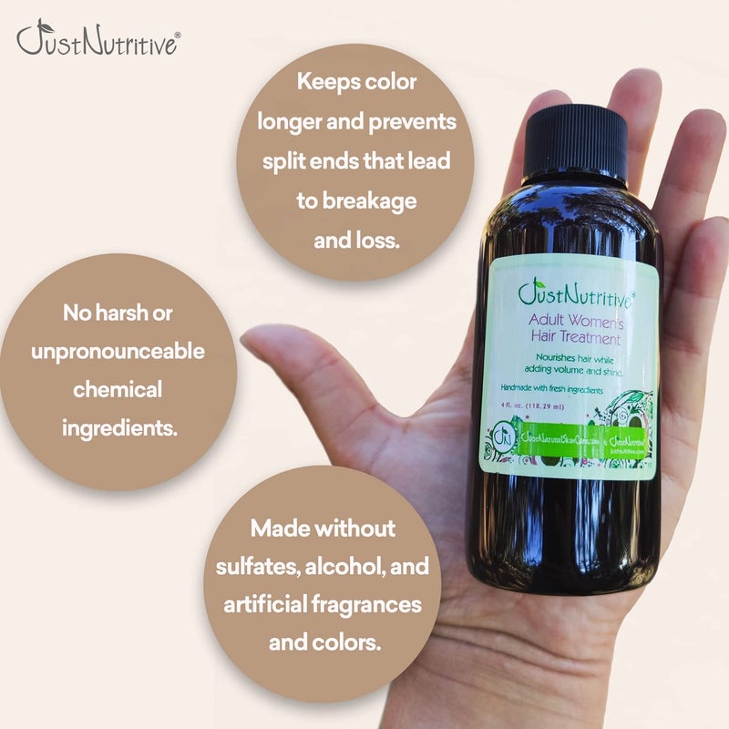 Just Nutritive Adult Women's Hair Treatment Oil, Nourishing and Strengthening, 4 oz, Liquid, SLS and Chemical Free, Ideal for Thinning Hair and Hair Loss Regrowth - Image 2
