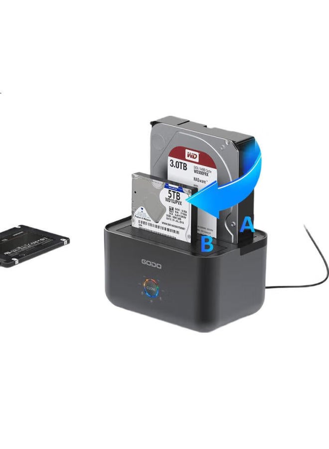 Godo Mechanical Ssd Enclosure Base, 2.5/3.5 Inch, Usb3.0 External Sata Dual-Bay, Compatible With Laptops And Desktop Computers, External Portable Hard Drive Enclosure, Universal - Image 1