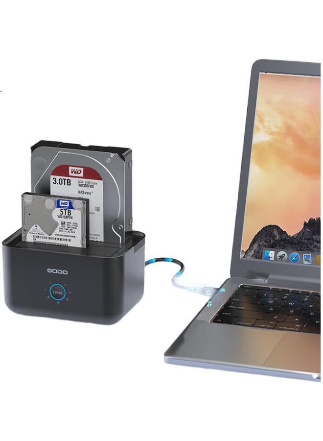 Godo Mechanical Ssd Enclosure Base, 2.5/3.5 Inch, Usb3.0 External Sata Dual-Bay, Compatible With Laptops And Desktop Computers, External Portable Hard Drive Enclosure, Universal - Image 2