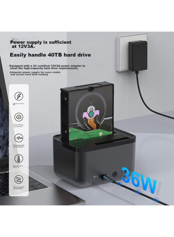 Godo o Mechanical Ssd Enclosure Base, 2.5/3.5 Inch, Usb3.0 External Sata Dual-bay, Compatible With Laptops And Desktop Computers, External Portable Hard Drive Enclosure, Universal - Image 3
