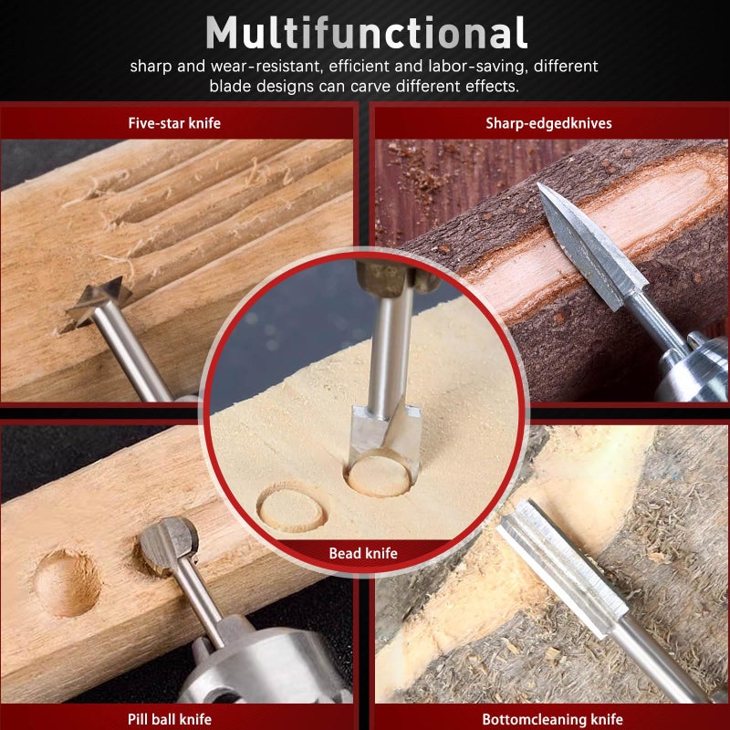 PONTASS Wood Carving Bits Compatible with Dremel Rotary Tool with 1/8"(3mm) Shank, 7Pcs HSS Different Drill Bit to Meet Your Different Needs, Durable Engraving Rotary Tool Accessories for DIY Woodworking - Image 4