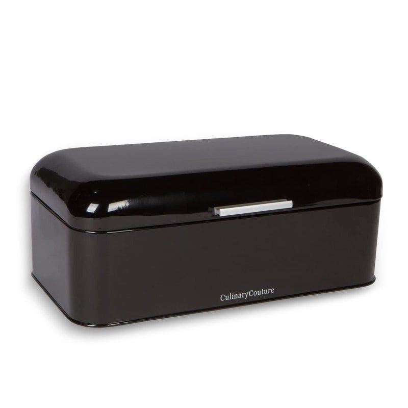 Culinary Couture Extra Large Black Bread Box for Kitchen Countertop - Holds 2 Bread Loaves! - 16.5" x 9" x 6.5" - Stainless Steel Vintage Bread Boxes for Kitchen Counters - Image 1