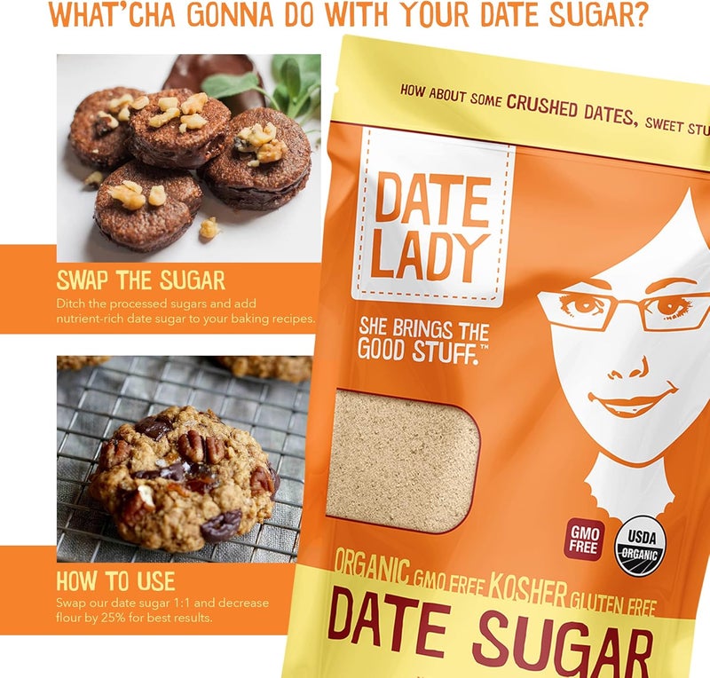 Date Lady Organic Date Sugar - 16 Ounce Bag (454g) - Gluten Free, Vegan, Kosher Sweetener - Image 3