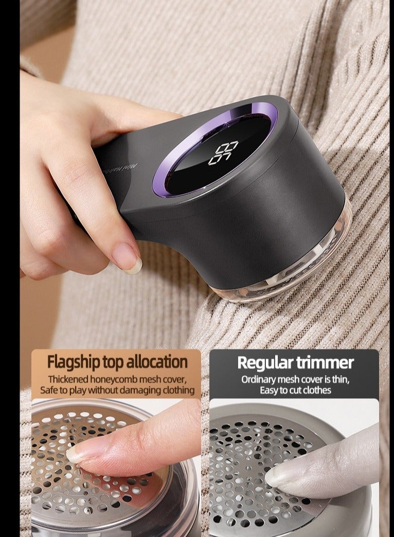 Lint Shavers, Rechargeable Fabric Shaver with Digital Display, Sweater Shaver with 6 Leaf Blades and Safety Lock, 3 Speeds Defuzzer Remove Fuzz, Pills from Clothes, Furniture, Sofa, Blanket - Image 4
