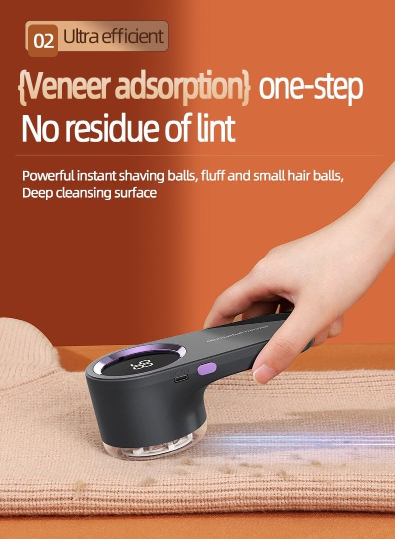 Lint Shavers, Rechargeable Fabric Shaver with Digital Display, Sweater Shaver with 6 Leaf Blades and Safety Lock, 3 Speeds Defuzzer Remove Fuzz, Pills from Clothes, Furniture, Sofa, Blanket - Image 3