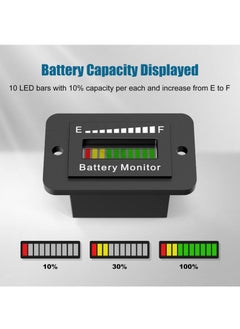 Exceed Battery Indicator Meter, LED Battery Voltage Display, Golf Cart Battery Capacity Indicator, Waterproof Battery Monitor, Lithium Battery Acid Battery Gauge Meter for Most Cars  - Image 2