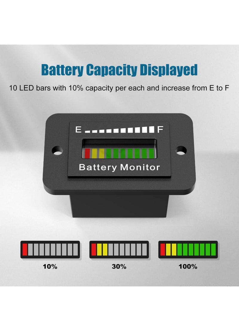 Exceed - Battery Indicator Meter, LED Battery Voltage Display, Golf Cart Battery Capacity Indicator, Waterproof Battery Monitor, Lithium Battery Acid Battery Gauge Meter for Most Cars - Image 1