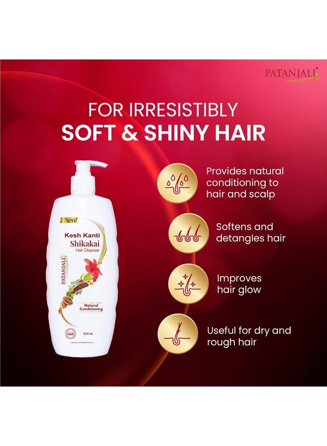 باتانجالي منظف الشعر كيش كانتي شيكاكاي 650 مل، شامبو مرطب طبيعي للشعر الجاف والتالف، منظفات فروة الرأس للرجال والنساء، لجميع أنواع الشعر - Image 2