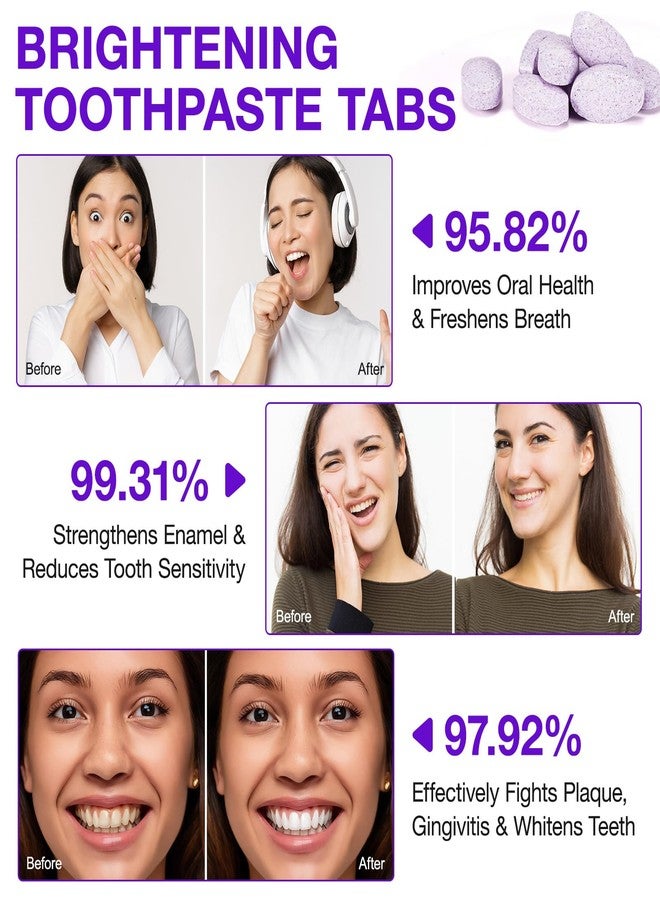 أقراص معجون أسنان مصححة اللون مع 5% نانو هيدروكسيباتيت - 150 قرصًا خاليًا من الفلورايد لتبييض الأسنان - ترميم مينا الأسنان وإعادة تمعدنها وتخفيف حساسية الأسنان - بنكهة النعناع، مناسبة للسفر وخالية من البلاستيك - Image 3