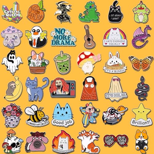SINCCO 20/40/50 PCS Cute Enamel Pins Bulk, Funny Backpack Pins Aesthetic Lapel Badge Pins Set Assorted Enamel Brooch Pins for Backpacks, Hats, Bags, Landyards - Image 2