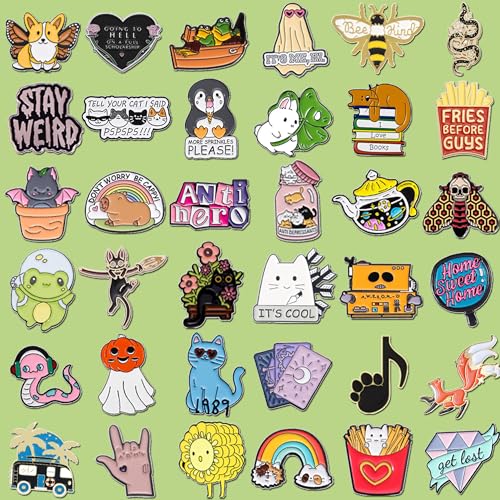 SINCCO 20/40/50 PCS Cute Enamel Pins Bulk, Funny Backpack Pins Aesthetic Lapel Badge Pins Set Assorted Enamel Brooch Pins for Backpacks, Hats, Bags, Landyards - Image 4