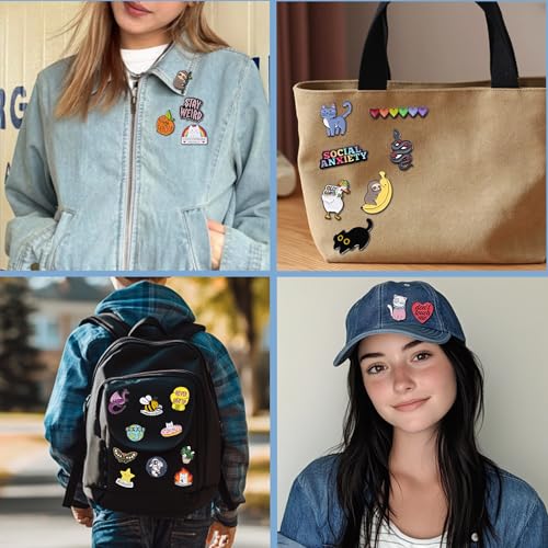 SINCCO 20/40/50 PCS Cute Enamel Pins Bulk, Funny Backpack Pins Aesthetic Lapel Badge Pins Set Assorted Enamel Brooch Pins for Backpacks, Hats, Bags, Landyards - Image 5