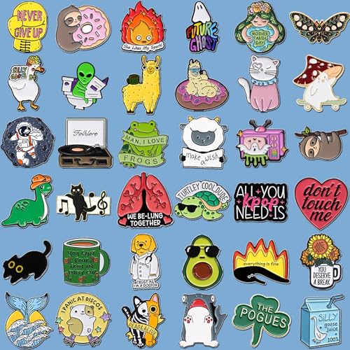 SINCCO 20/40/50 PCS Cute Enamel Pins Bulk, Funny Backpack Pins Aesthetic Lapel Badge Pins Set Assorted Enamel Brooch Pins for Backpacks, Hats, Bags, Landyards - Image 3